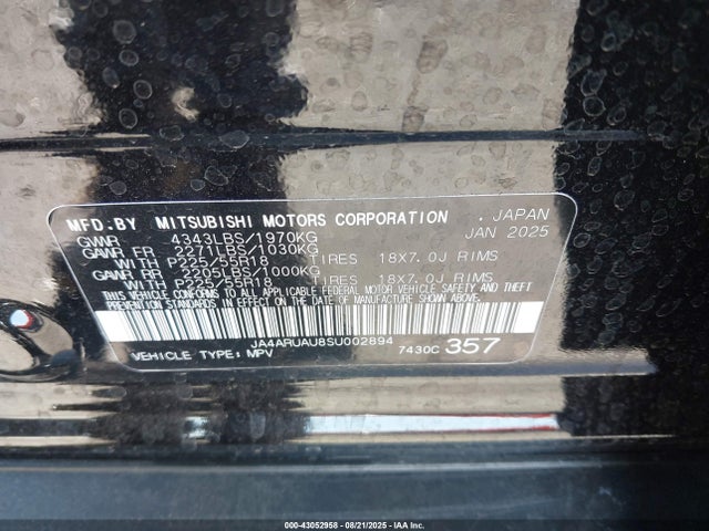 JA4ARUAU8SU002894 Mitsubishi mivec