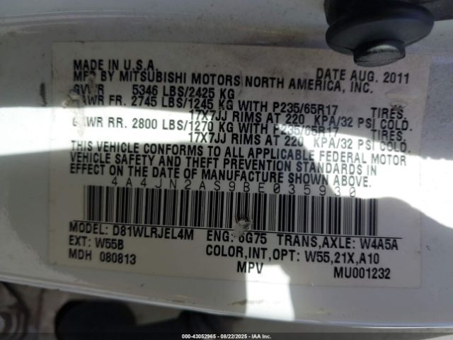 2011 MITSUBISHI ENDEAVOR 4A4JN2AS9BE035930 Photo 8