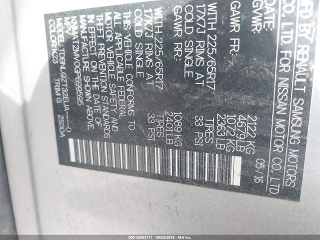 Nissan Rogue 2016 KNMAT2MV0GP699595 Image 9