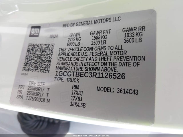 1GCGTBEC3R1126526 Chevrolet l2r