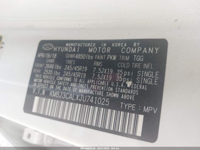 2018 HYUNDAI TUCSON KM8J3CALXJU741025 Photo 8