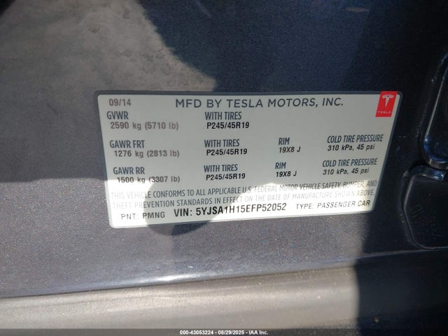 2014 TESLA MODEL S 5YJSA1H15EFP52052 Photo 8