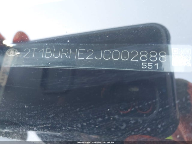 2T1BURHE2JC002888 Toyota 2zr-fe