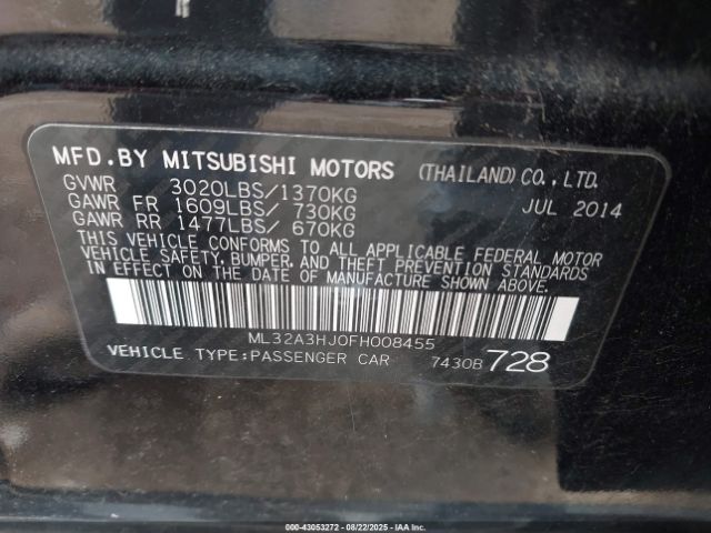 2015 MITSUBISHI MIRAGE ML32A3HJ0FH008455 Photo 8