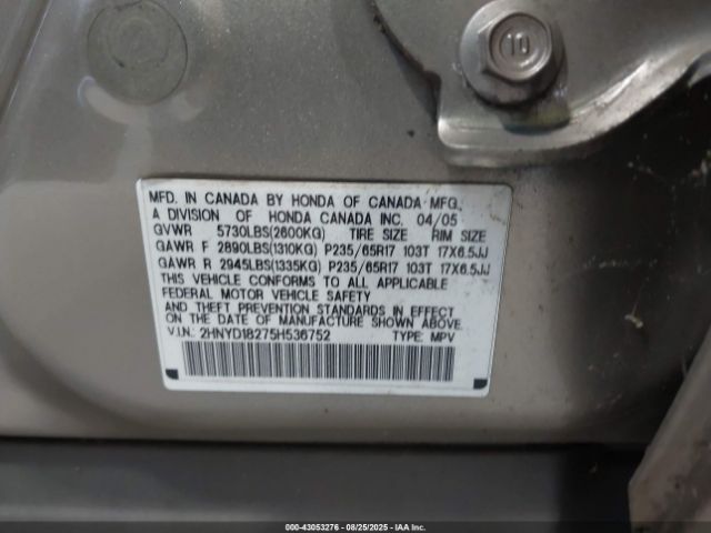 2005 ACURA MDX 2HNYD18275H536752 Photo 8