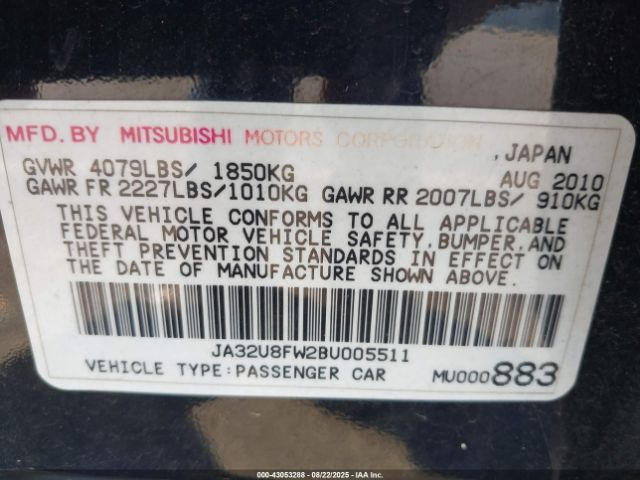 2011 MITSUBISHI LANCER JA32U8FW2BU005511 Photo 8