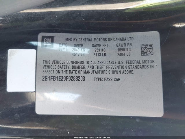 Chevrolet lfx 2015 2G1FB1E39F9288203 Image 9