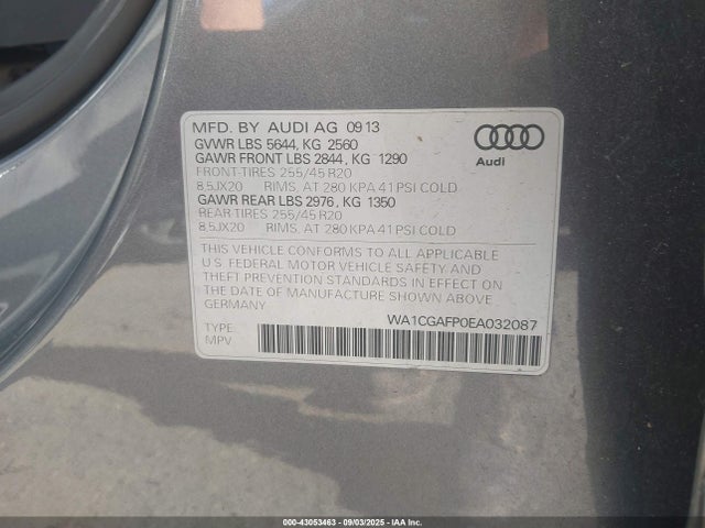 Audi SQ5 2014 WA1CGAFP0EA032087 Image 9
