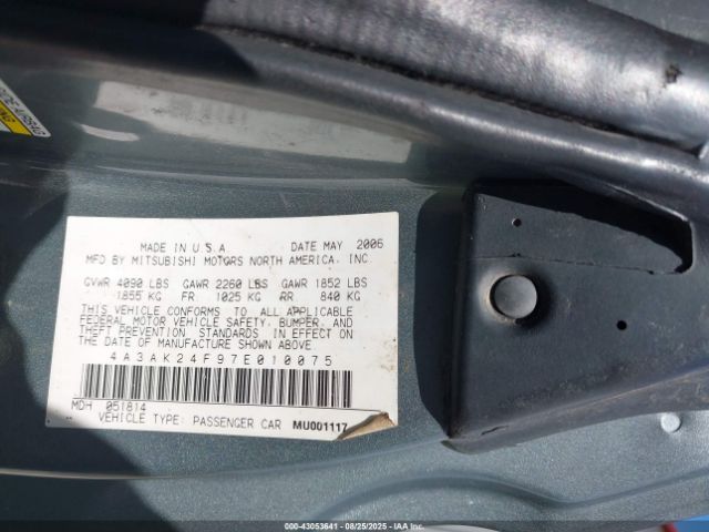 2007 MITSUBISHI ECLIPSE 4A3AK24F97E010075 Photo 8