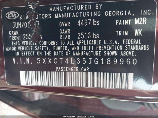 2018 KIA OPTIMA 5XXGT4L35JG189960 Photo 8