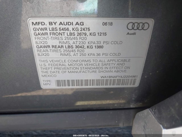 2018 AUDI Q5 WA1BNAFY4J2204961 Photo 8
