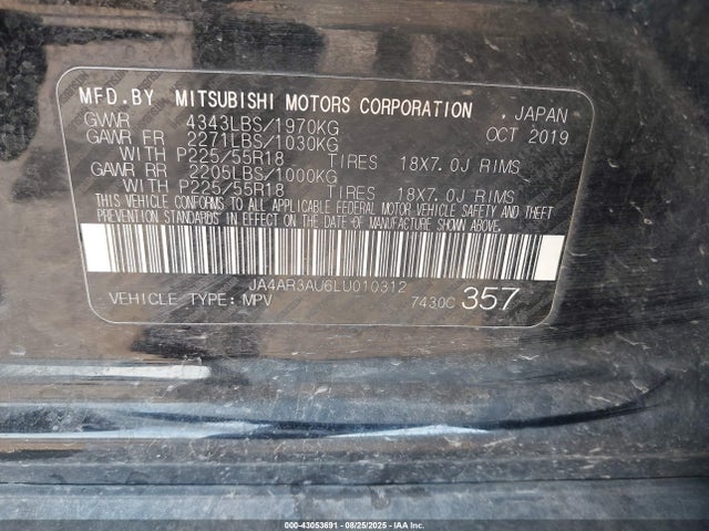 2020 MITSUBISHI OUTLANDER SPORT JA4AR3AU6LU010312 Photo 8