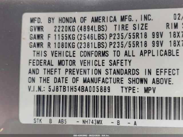 2011 ACURA RDX 5J8TB1H54BA005889 Photo 8