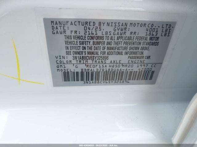 3N1AB8CV6SY325896 Nissan 2025