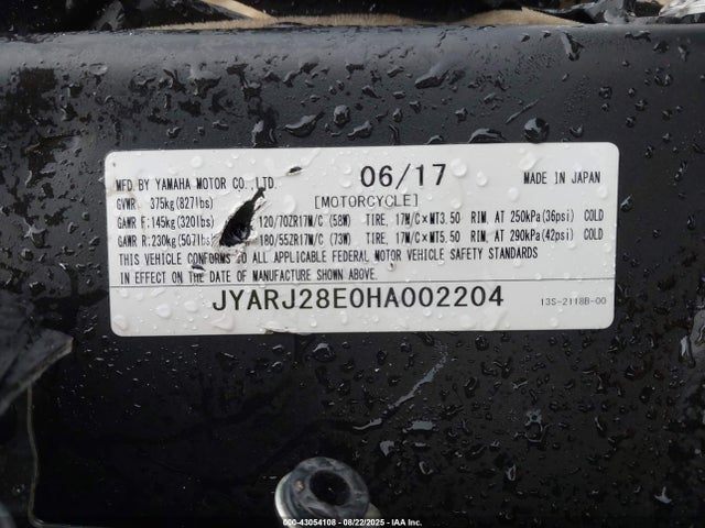 JYARJ28E0HA002204 Yamaha Yzf-r6