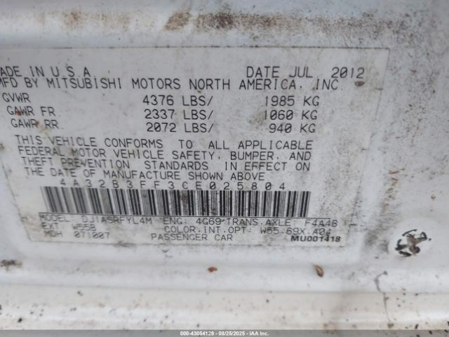 2012 MITSUBISHI GALANT 4A32B3FF3CE025804 Photo 8