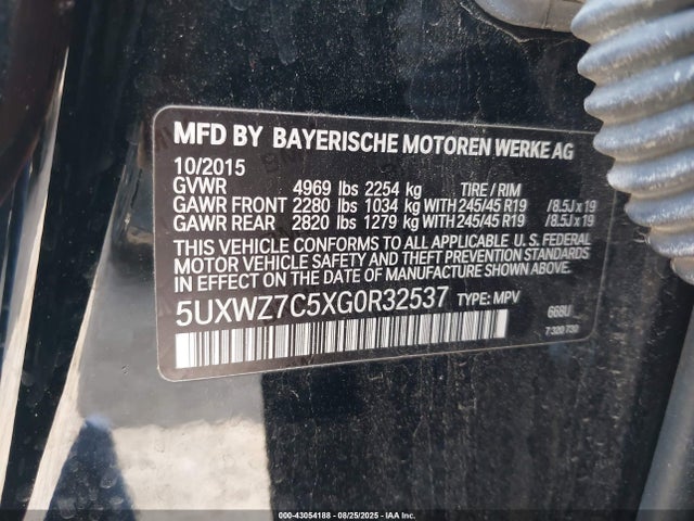 5UXWZ7C5XG0R32537 BMW X3