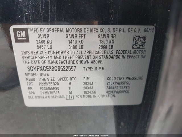 2012 CADILLAC SRX 3GYFNCE33CS622597 Photo 8