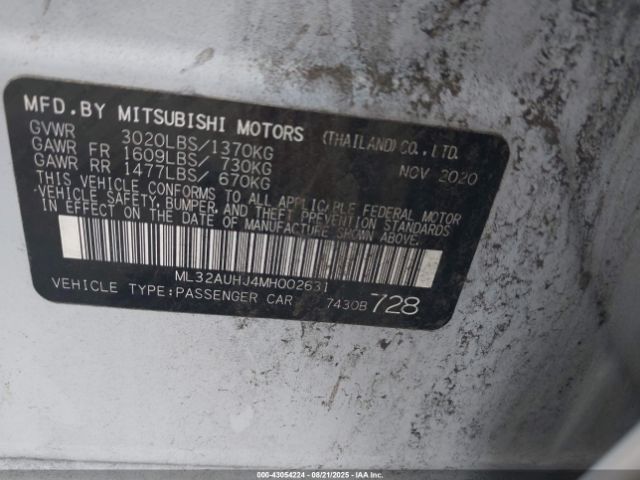 2021 MITSUBISHI MIRAGE ML32AUHJ4MH002631 Photo 8