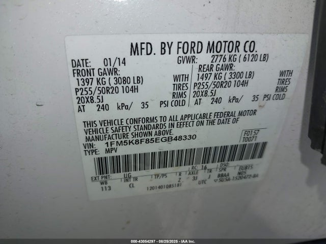 Ford 2014 2014 1FM5K8F85EGB48330 Image 9