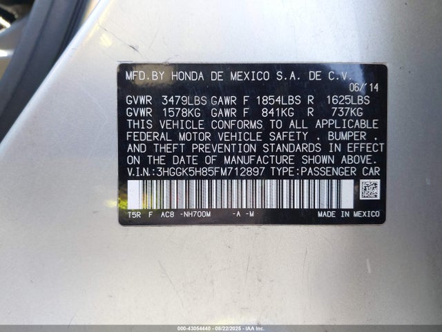 3HGGK5H85FM712897 Honda l15b1
