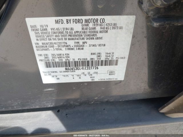2020 FORD ECOSPORT MAJ6S3GL4LC327726 Photo 8