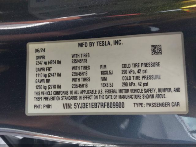 2024 TESLA MODEL 3 5YJ3E1EB7RF809900 Photo 8