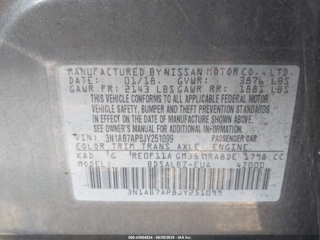 3N1AB7AP8JY251099 Nissan 2018