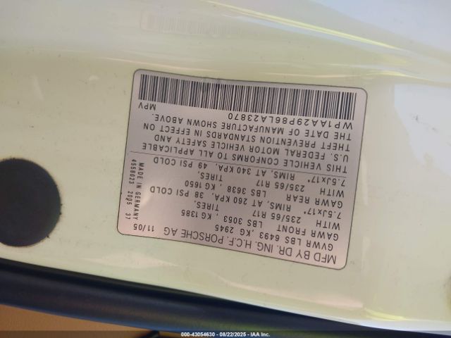 2006 PORSCHE CAYENNE WP1AA29P86LA23870 Photo 8