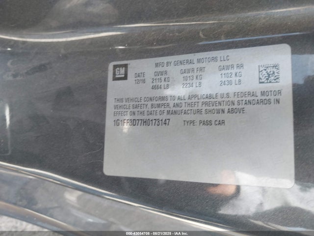 1G1FF3D77H0173147 Chevrolet lt1 - di: direct injection, afm, vvt: variable valve timing, ho: high output, alum