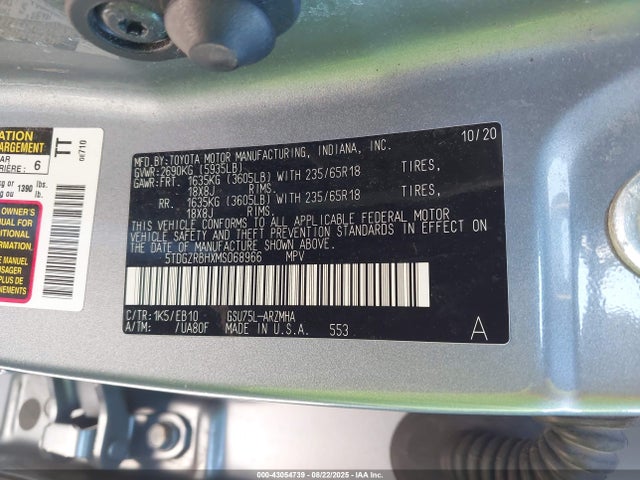 5TDGZRBHXMS068966 Toyota 2gr-fks