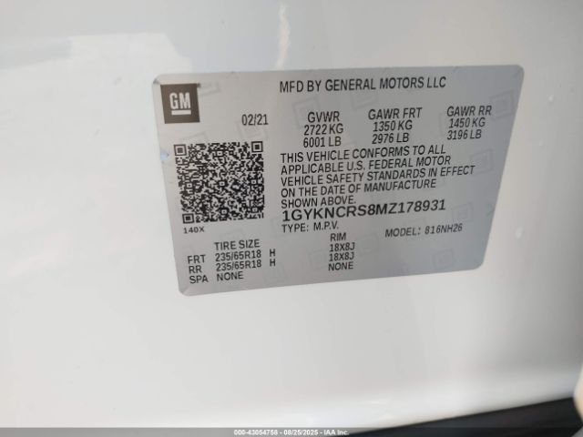2021 CADILLAC XT5 1GYKNCRS8MZ178931 Photo 8