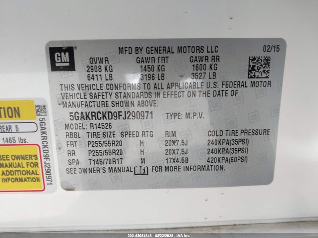 5GAKRCKD9FJ290971 Buick llt