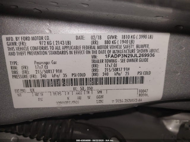 1FADP3N29JL269936 Ford 2.0l gdi