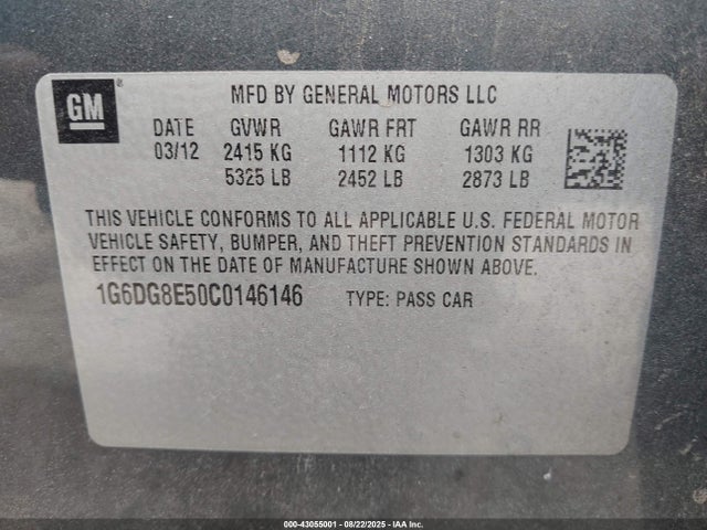 2012 CADILLAC CTS 1G6DG8E50C0146146 Photo 8