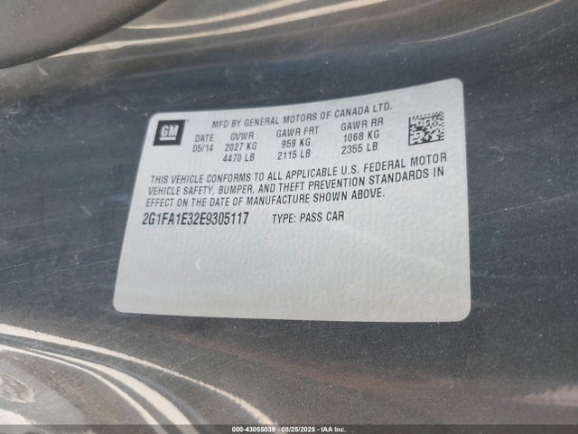 Chevrolet lfx 2014 2G1FA1E32E9305117 Image 9