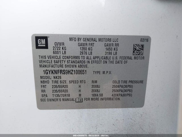 2017 CADILLAC XT5 1GYKNFRS9HZ100651 Photo 8