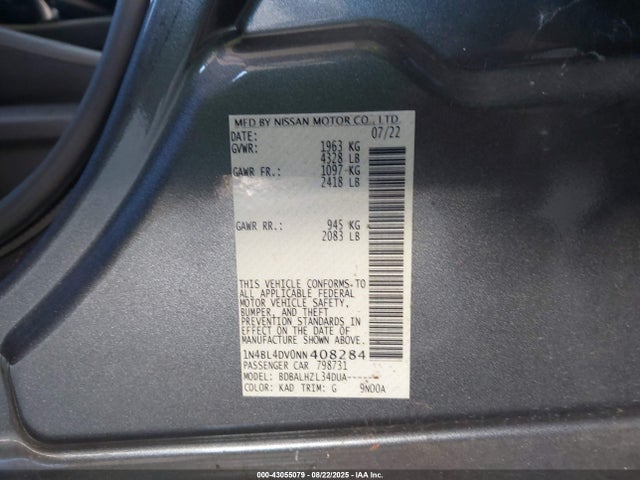 Nissan 2022 2022 1N4BL4DV0NN408284 Image 9
