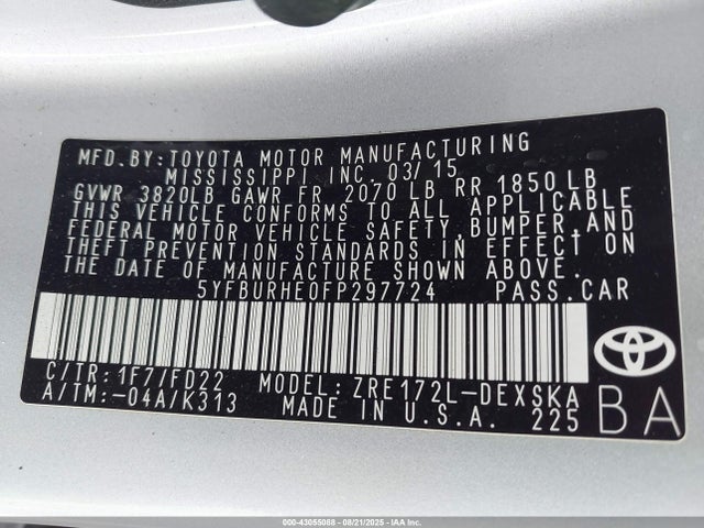 Toyota 2zr-fe 2015 5YFBURHE0FP297724 Image 9