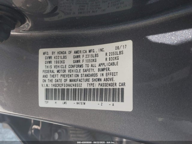 1HGCR2F50HA248502 Honda k24w1