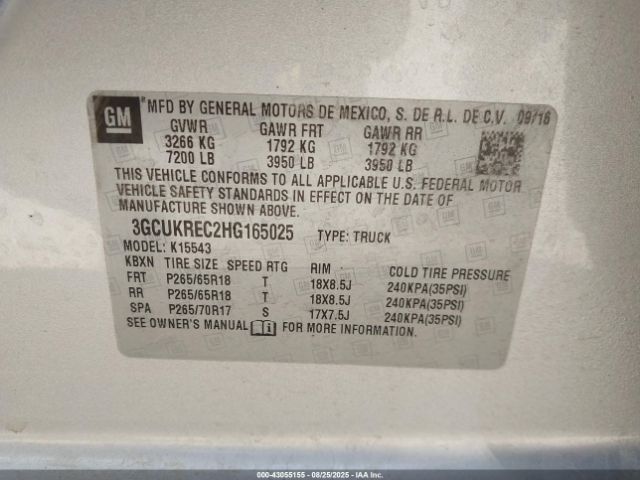 2017 CHEVROLET SILVERADO 1500 3GCUKREC2HG165025 Photo 8