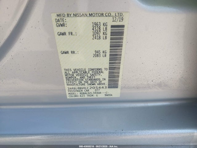 Nissan Altima 2020 1N4BL4BV4LC205443 Image 9