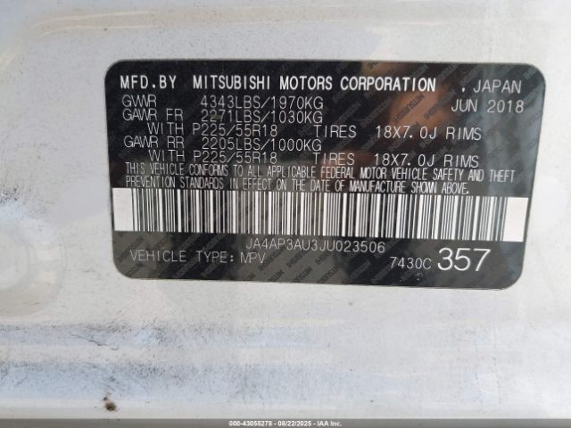 2018 MITSUBISHI OUTLANDER SPORT JA4AP3AU3JU023506 Photo 8