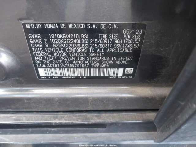 3CZRZ1H78RM701667 Honda k20z5