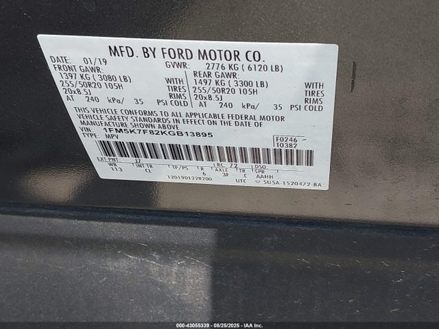 Ford 3.5l ti-vct 2019 1FM5K7F82KGB13895 Image 9