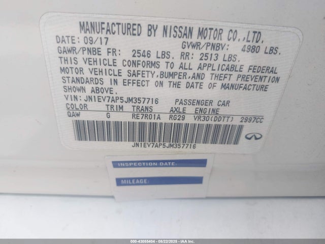 JN1EV7AP5JM357716 Infiniti Q50