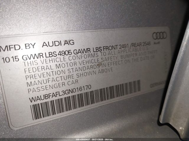 2016 AUDI A4 WAUBFAFL3GN016170 Photo 8