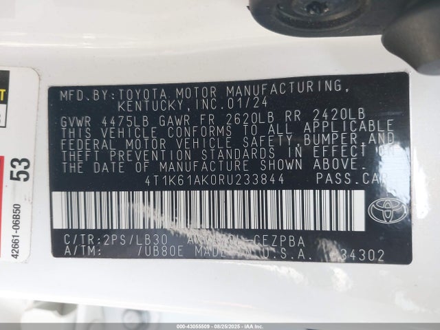 4T1K61AK0RU233844 Toyota a25a-fks