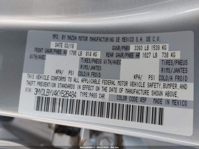 3MYDLBYV4KY526484 Toyota p5v