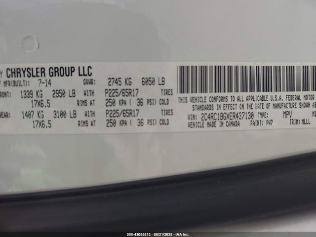 Chrysler 2014 2014 2C4RC1BGXER437130 Image 9